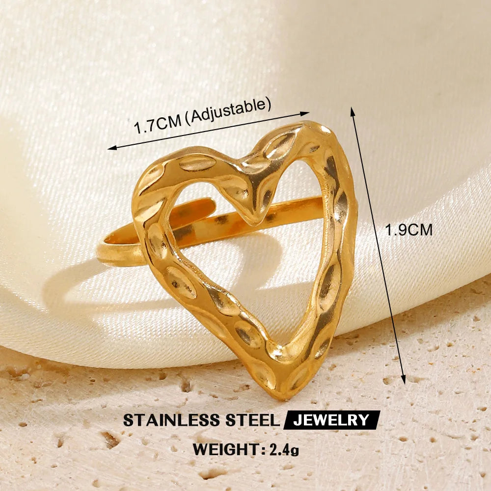 Open Heart Stainless Steel Ring