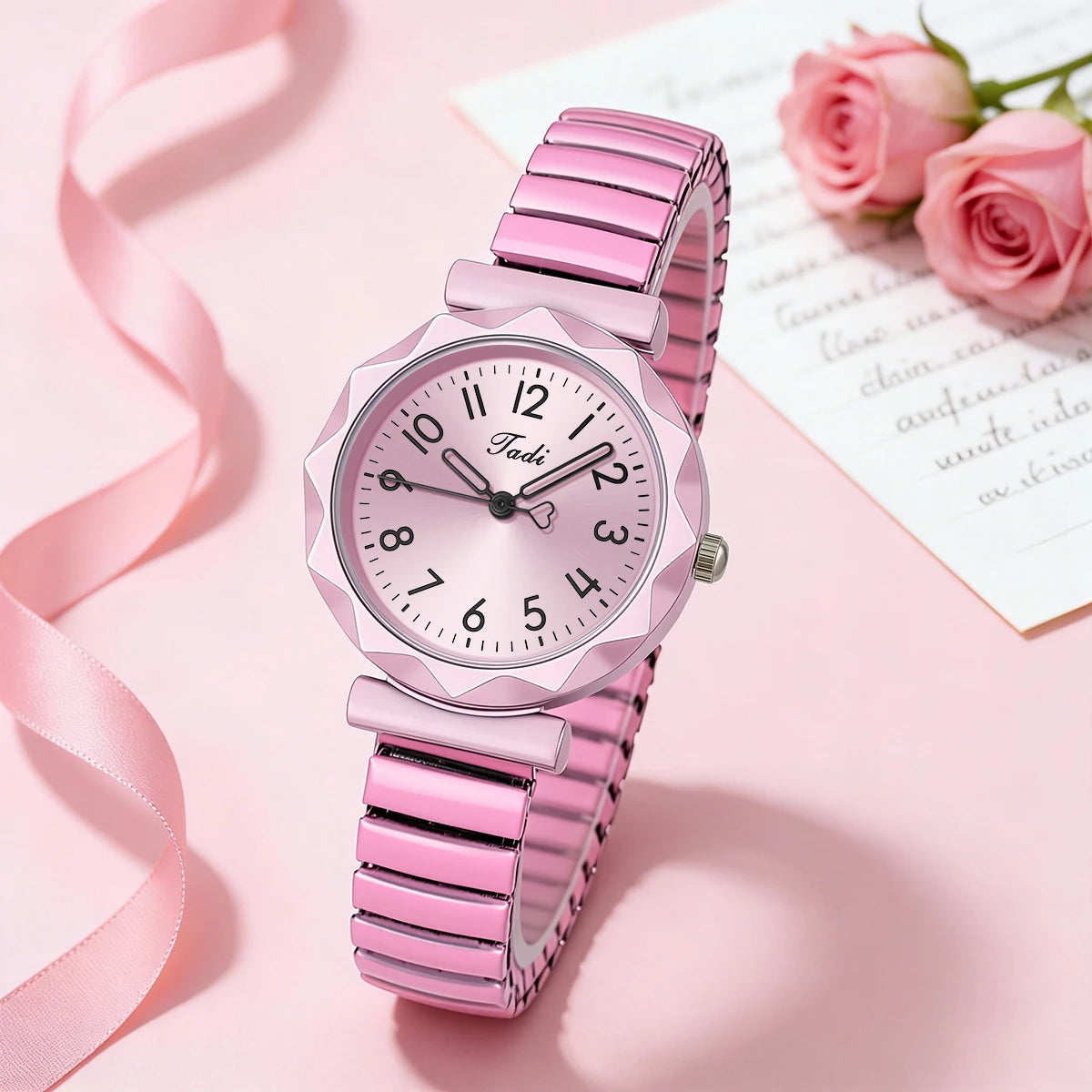 Round Dial Elastic Band Quartz Watch