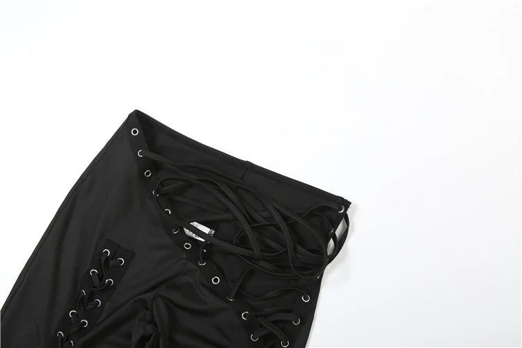 Asymmetrical Crop Top and Shirred Pants Two Piece Set for Women