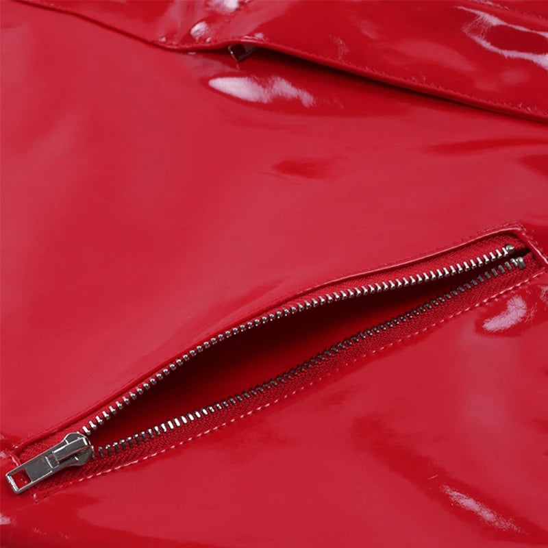 High Waist Leather Mini Skirt with Pockets for Women