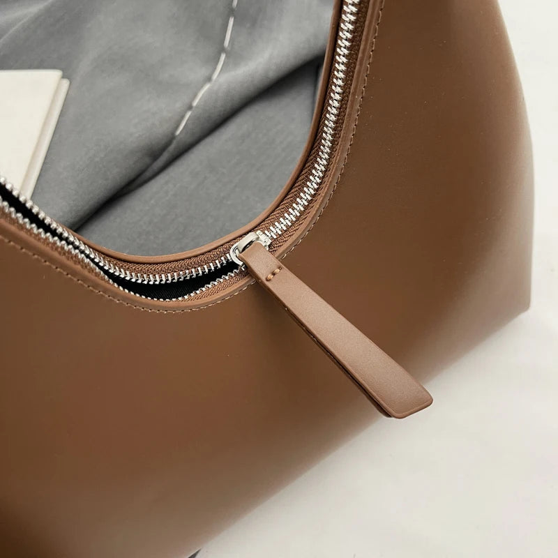 Minimalist Pure Color Polyurethane Leather Shoulder Bag for Women