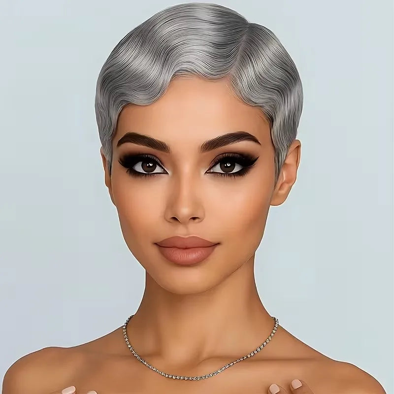 Silver Pixie Curly Wig