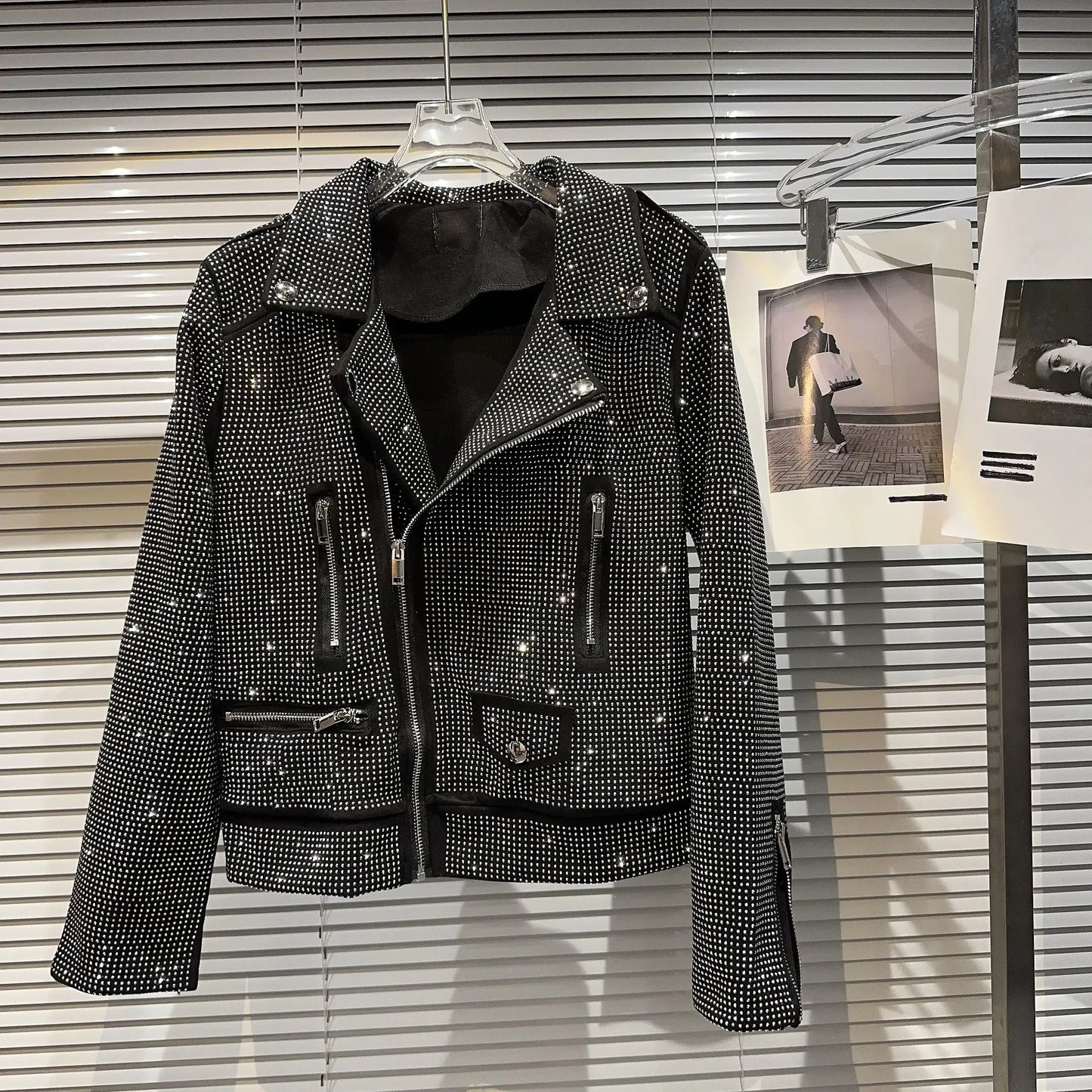 Sequined Embellished Zip Front Bomber Jacket For Women