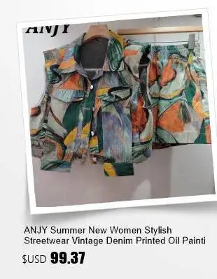 ANJY Summer New Women's High Street Fashion Unique Design Denim Patchwork Contrast Color Button Vest Casual Wide Leg Pants A7944