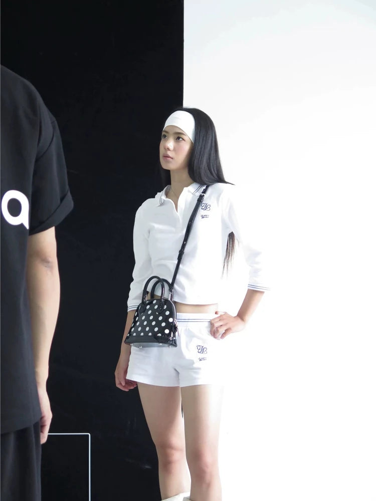 Cute Bolka Dots Patchwork Handbags Korean Style Women Zipper Versatile Crossbody Bag Party Commute Casual One Shoulder Bags
