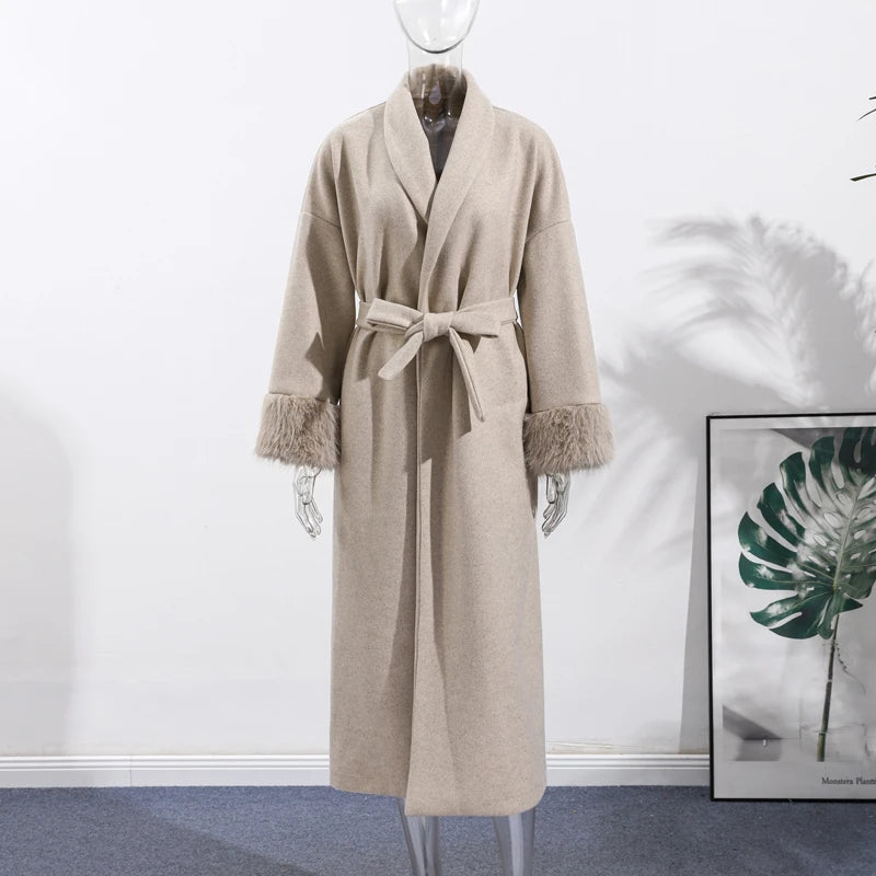 Elegant Longline Turn Down Collar Winter Coat for Women