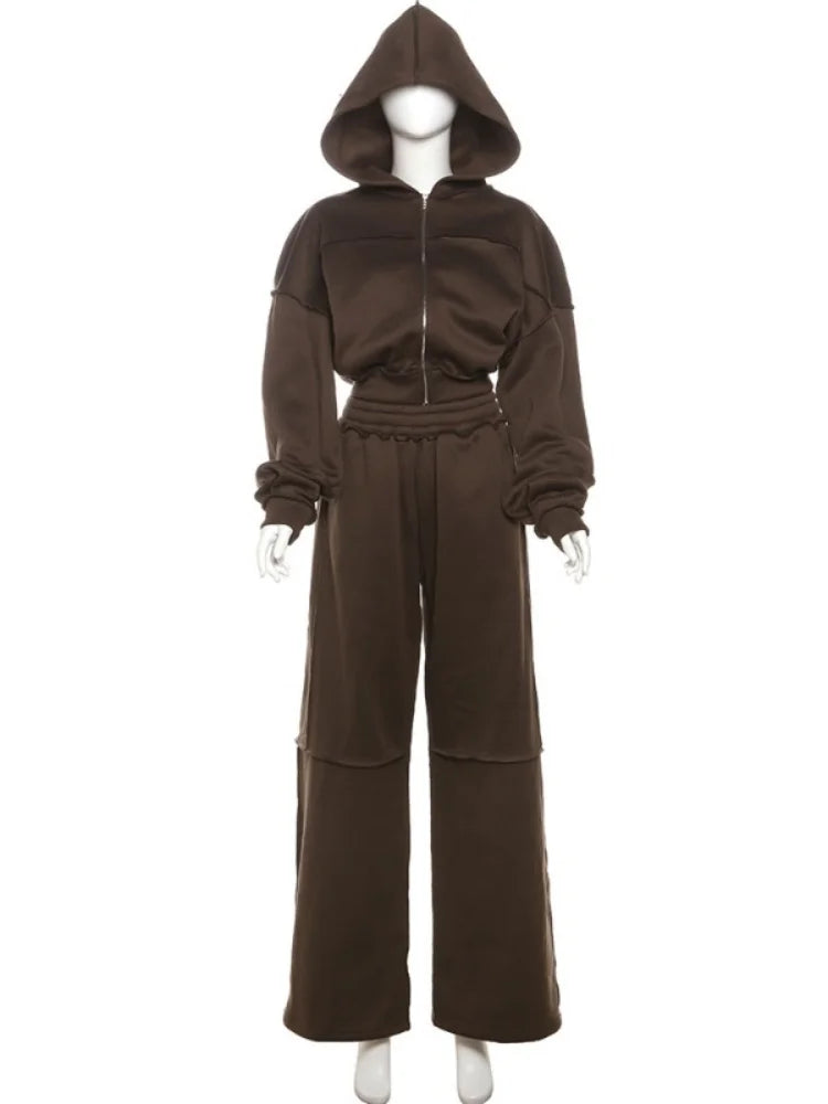 Cozy Woolen Hooded Pantsuit