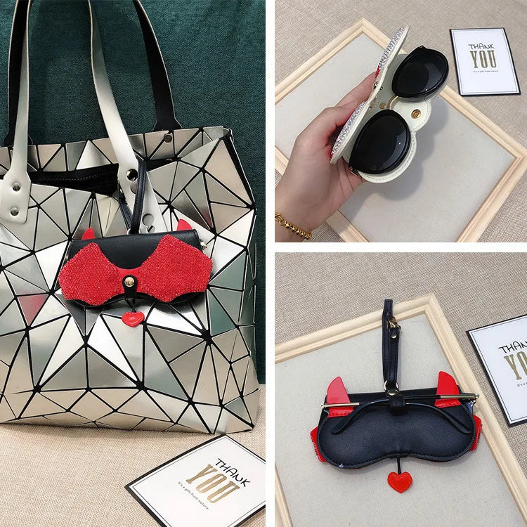 Diamonds cute glasses clip ins fashion sunglasses bag portable sunglasses case protective cover bag bag hanging jewelry