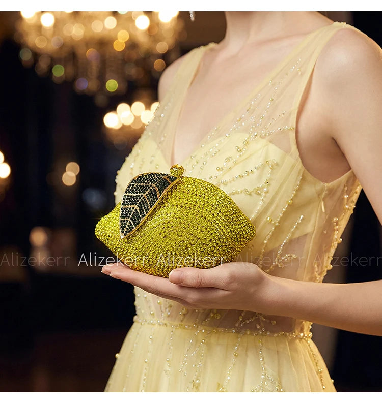 Elegant Lemon Shaped Diamond Evening Bag for Women