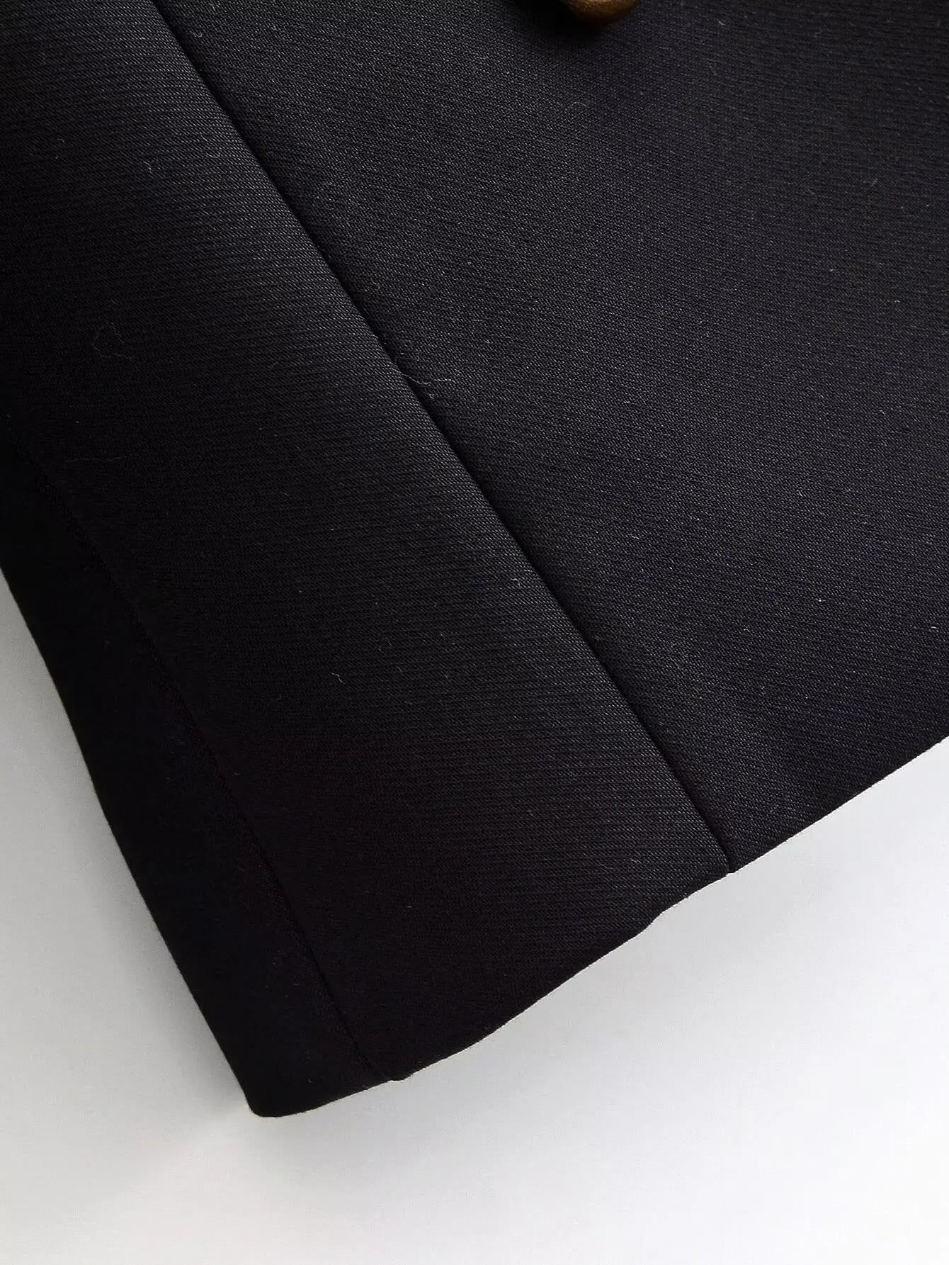 Elegant Black Stand Collar Double Breasted Jacket for Women