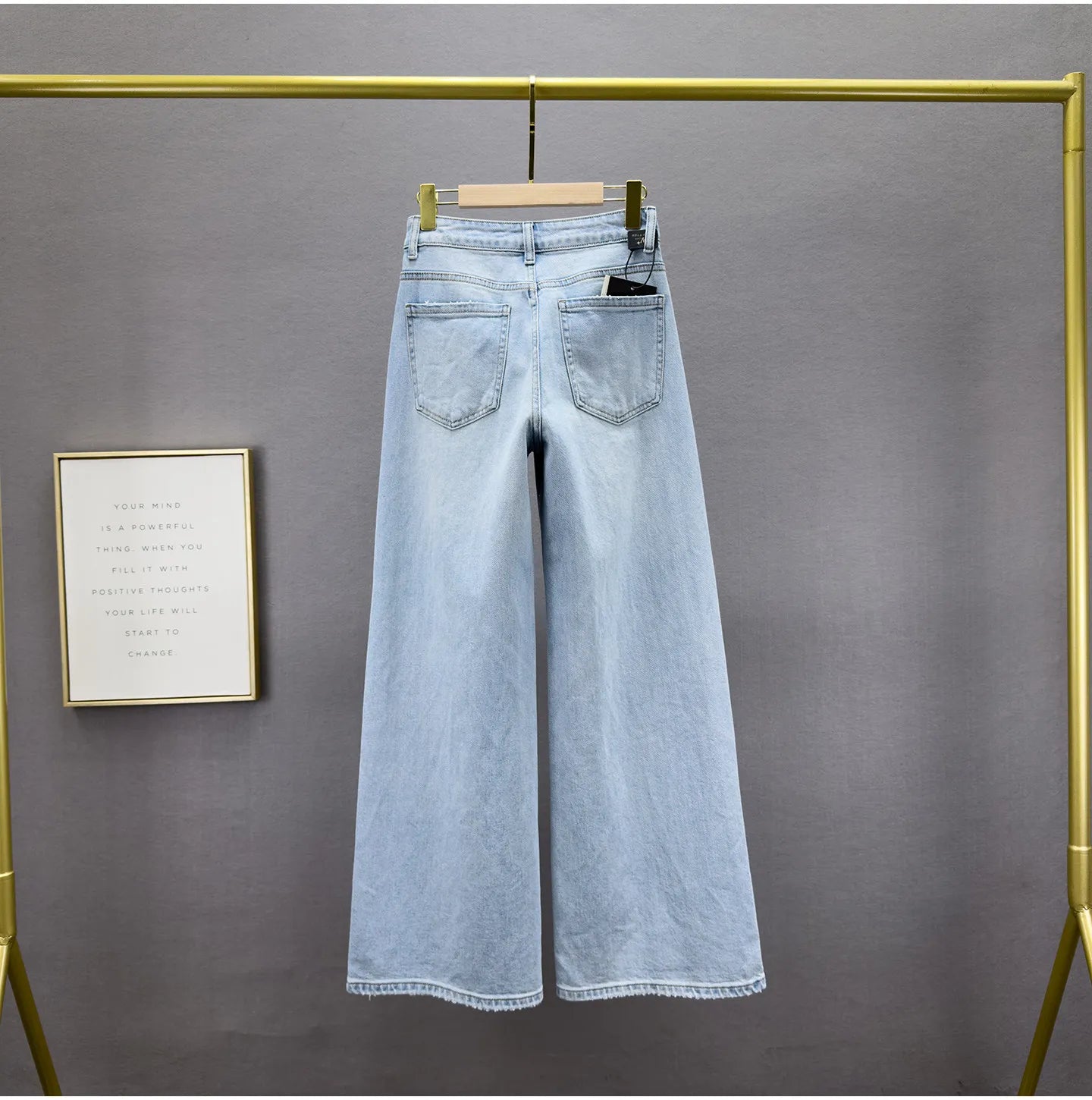 Heavy Hot Diamond Denim Loose Pants Women's 2026 Spring New Fashion High Waist Loose Slimming European Goods Long Mop Pants