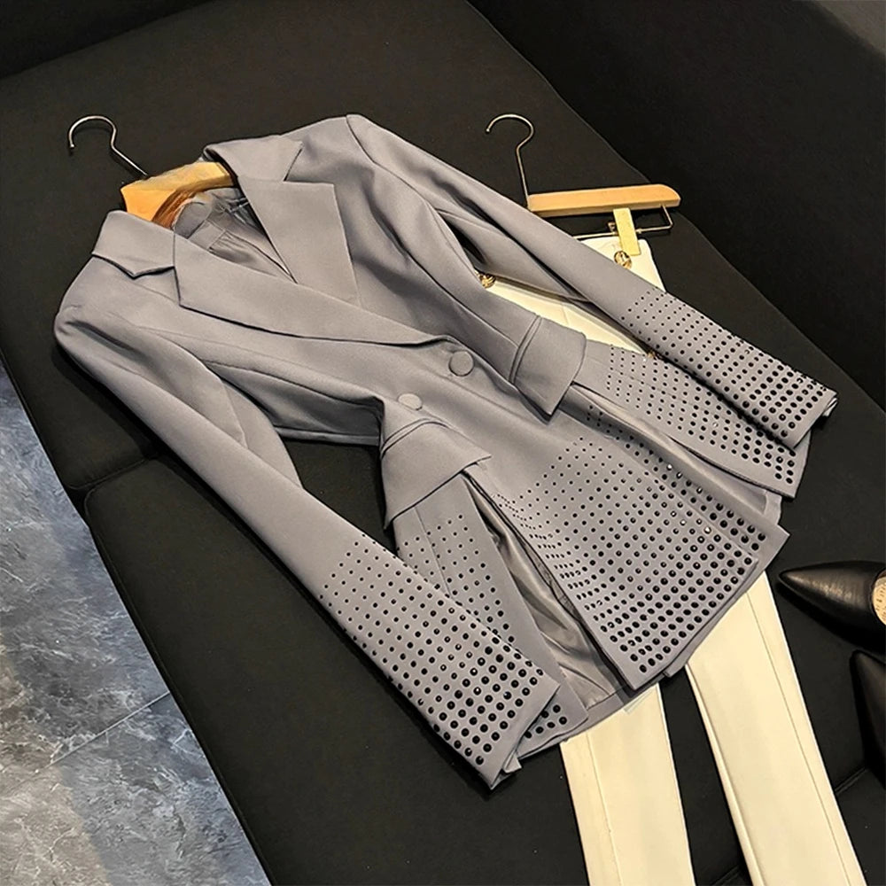 TWOTWINSTYLE Solid Design Sense Blazers For Women Lapel Long Sleeve Spring Casual Slimming Jackets Female Fashion New KJA520459