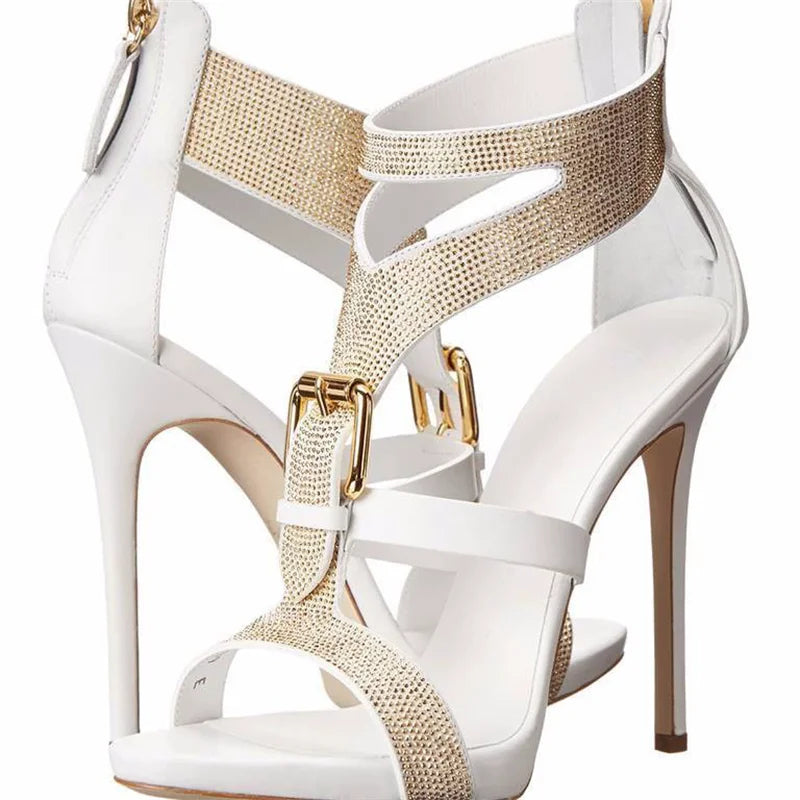 Rhinestone Patent Leather Thin High Heels for Women