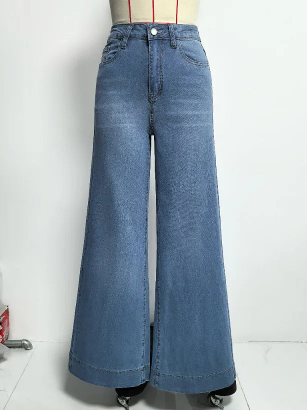 Distressed High Waist Wide Leg Jeans