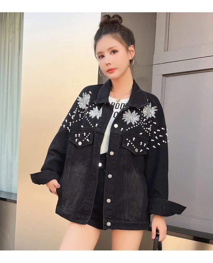 Y2K Beaded Denim Jacket