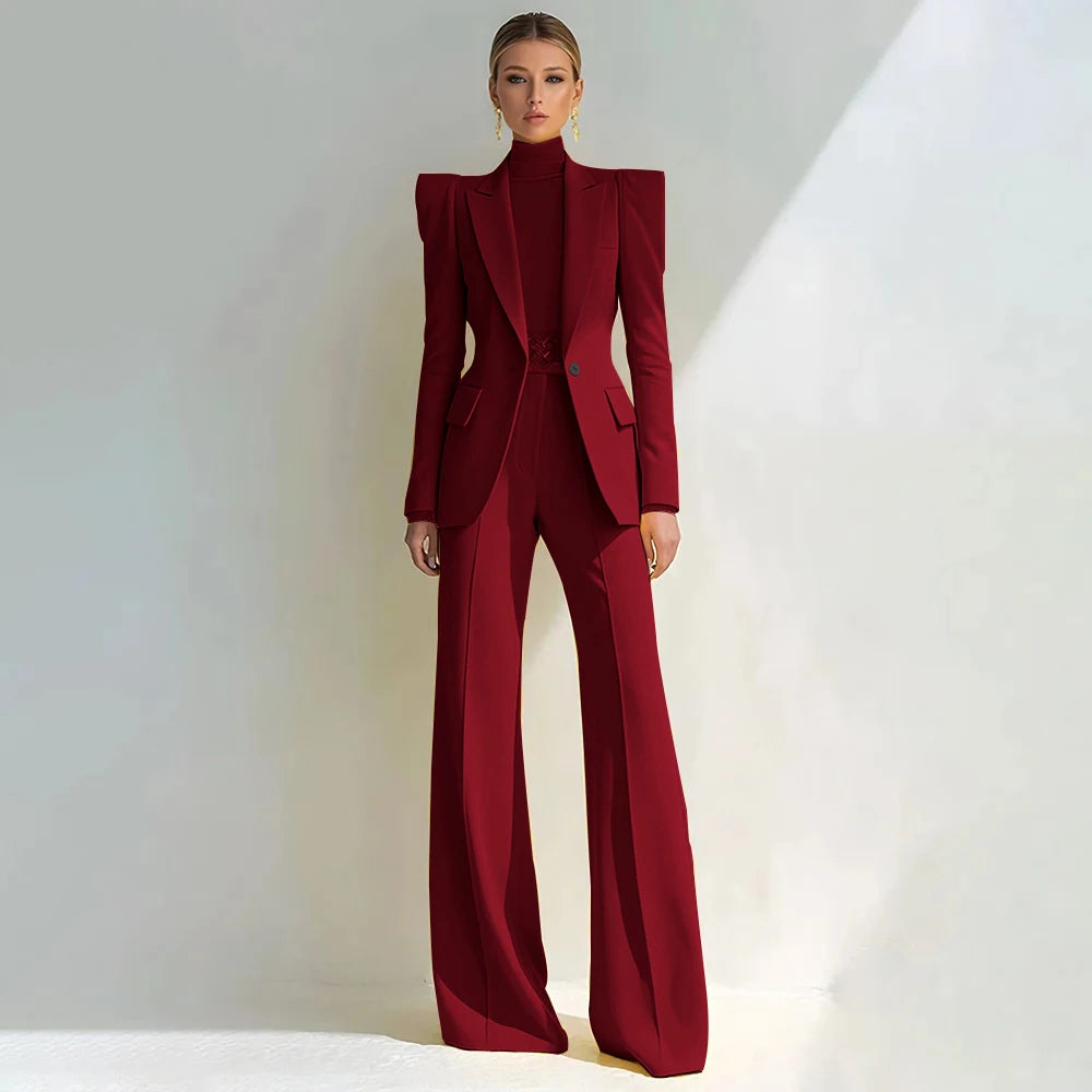 Stylish Double Breasted Two Piece Pantsuit for Women
