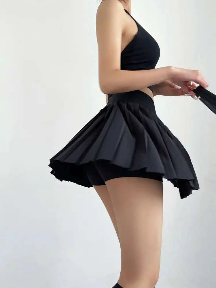 High-Waisted Pleated Mini Skirt
