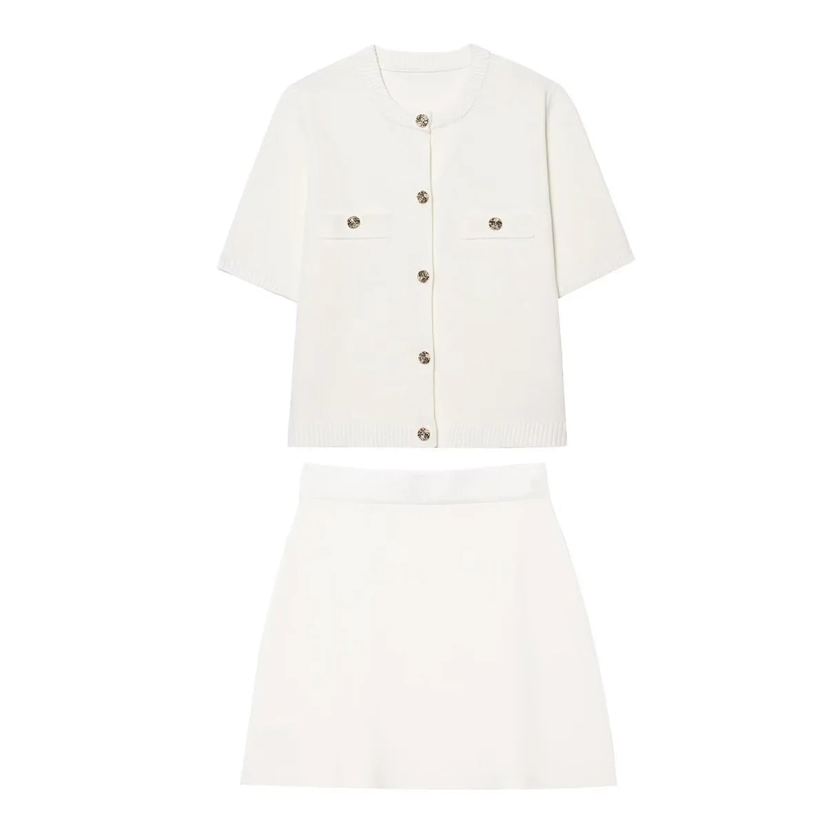Short Sleeve Knit Top and Mini Skirt Set for Women