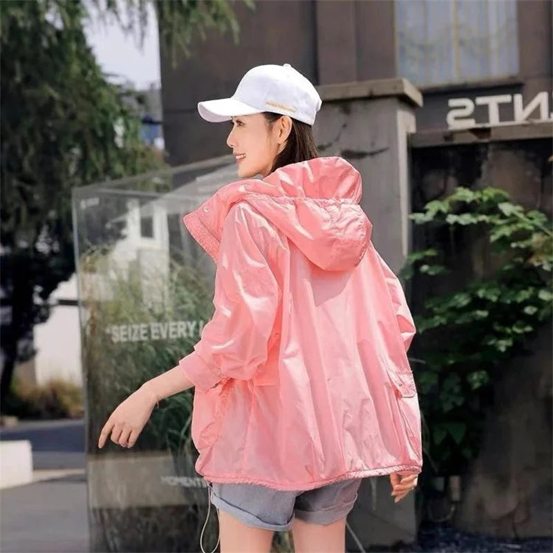 Casual Loose Fit Breathable Hooded Jacket for Women