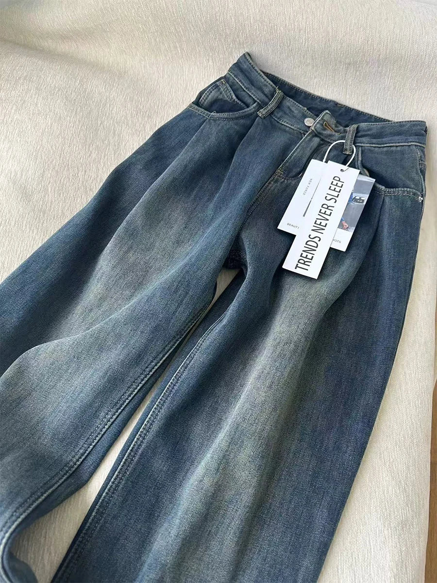 Velvet Baggy High Waist Denim Jeans