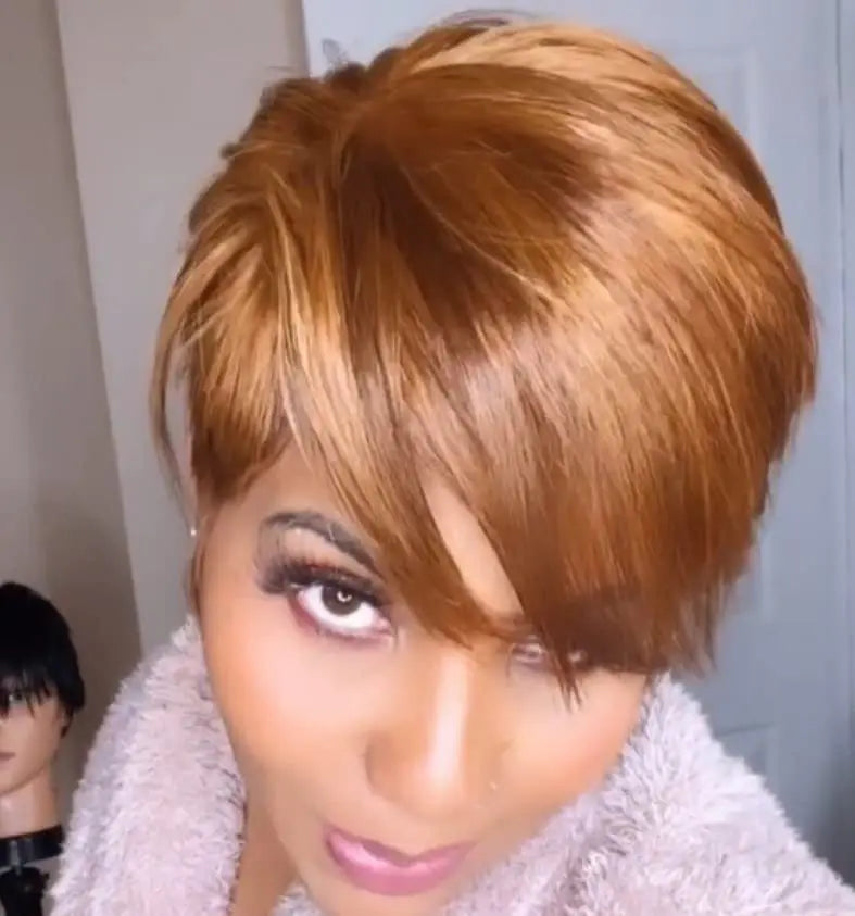 Straight Pixie Cut Synthetic Wig With Bangs For Women