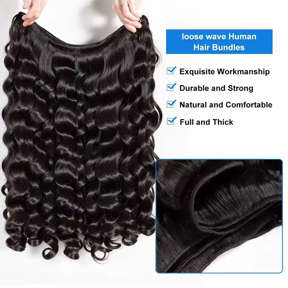 Virgin Brazilian Loose Wave Hair Bundles for Women