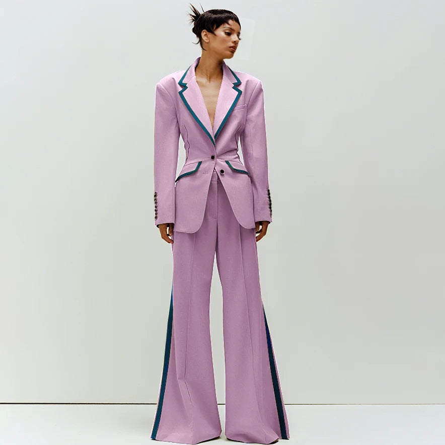 Tailored Notched Collar Two Piece Suit Set For Women