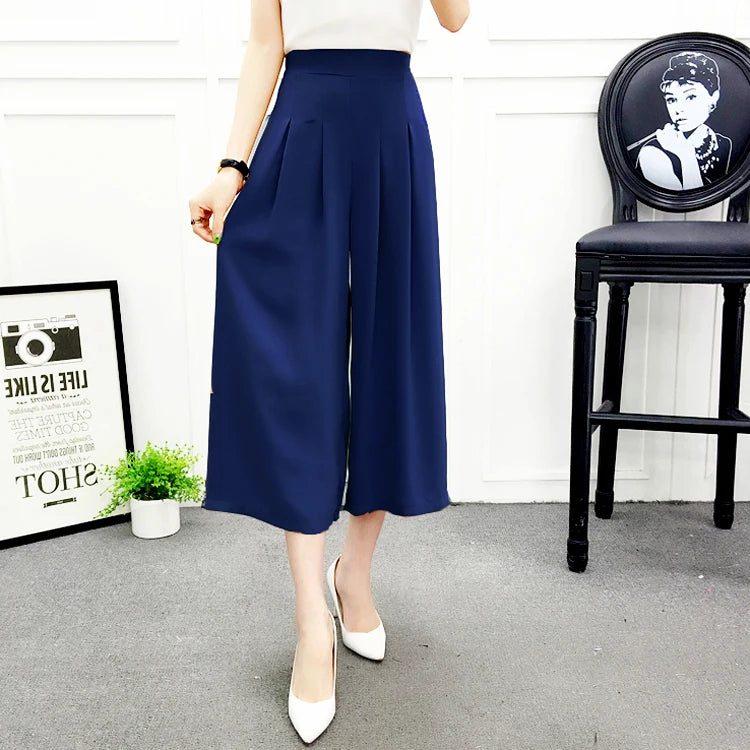 High Waist Pleated Wide Leg Cotton Linen Pants For Women