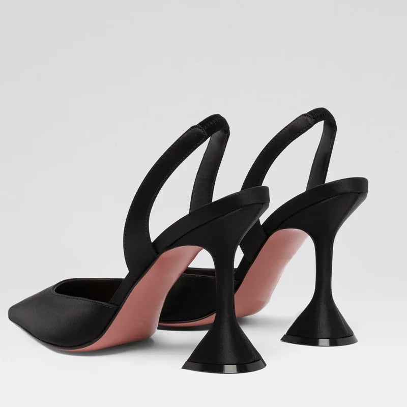 Satin Pointed Toe Back Strap High Heel Sandals for Women
