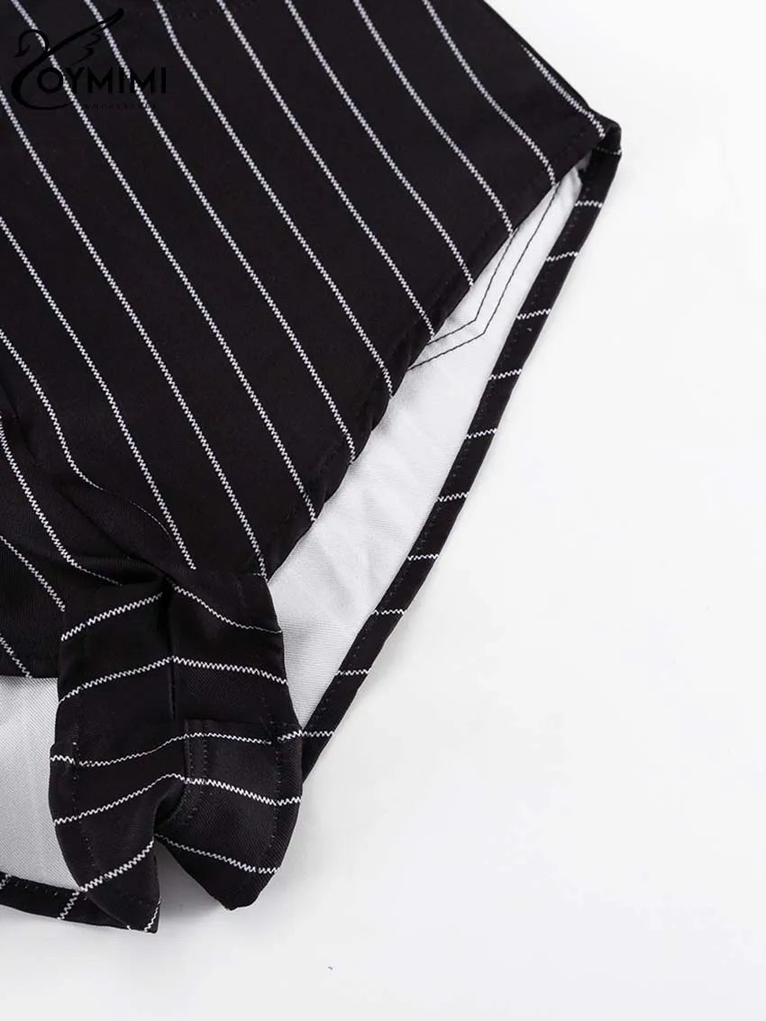 Oymimi Elegant Black Print Two Pice Outfits For Women Fashion Long Sleeve Single Button Blazers And High Waist Shorts Female Set