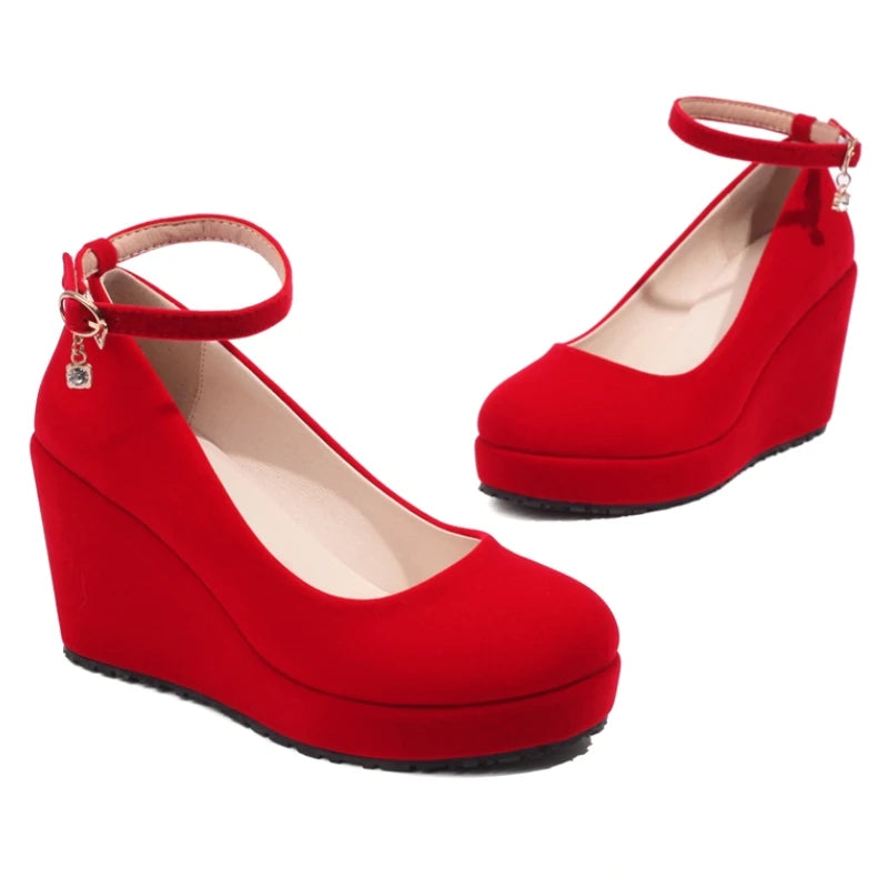 Buckle Strap Platform Wedge Heels