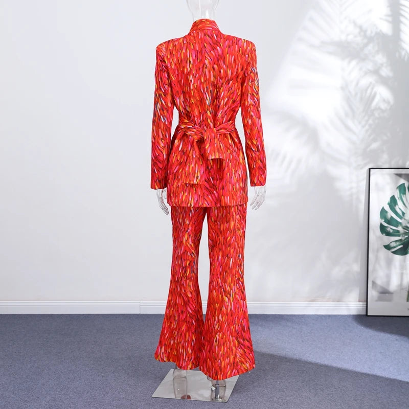 Printed Halter Neck Maxi Dress and Cropped Jacket Set for Women