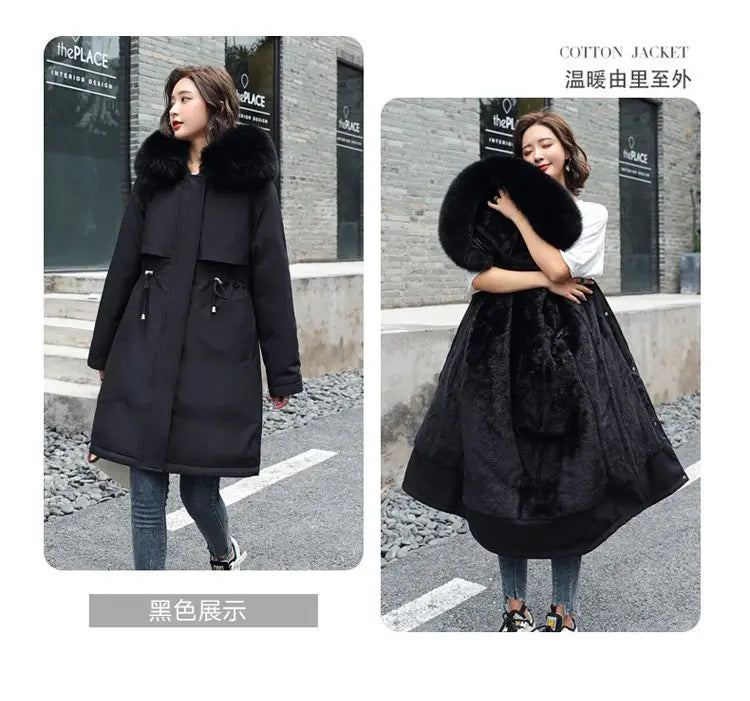 2025 New Parkas Women's Long Coat Winter Jacket Overcoming Plush Cotton Jacket
