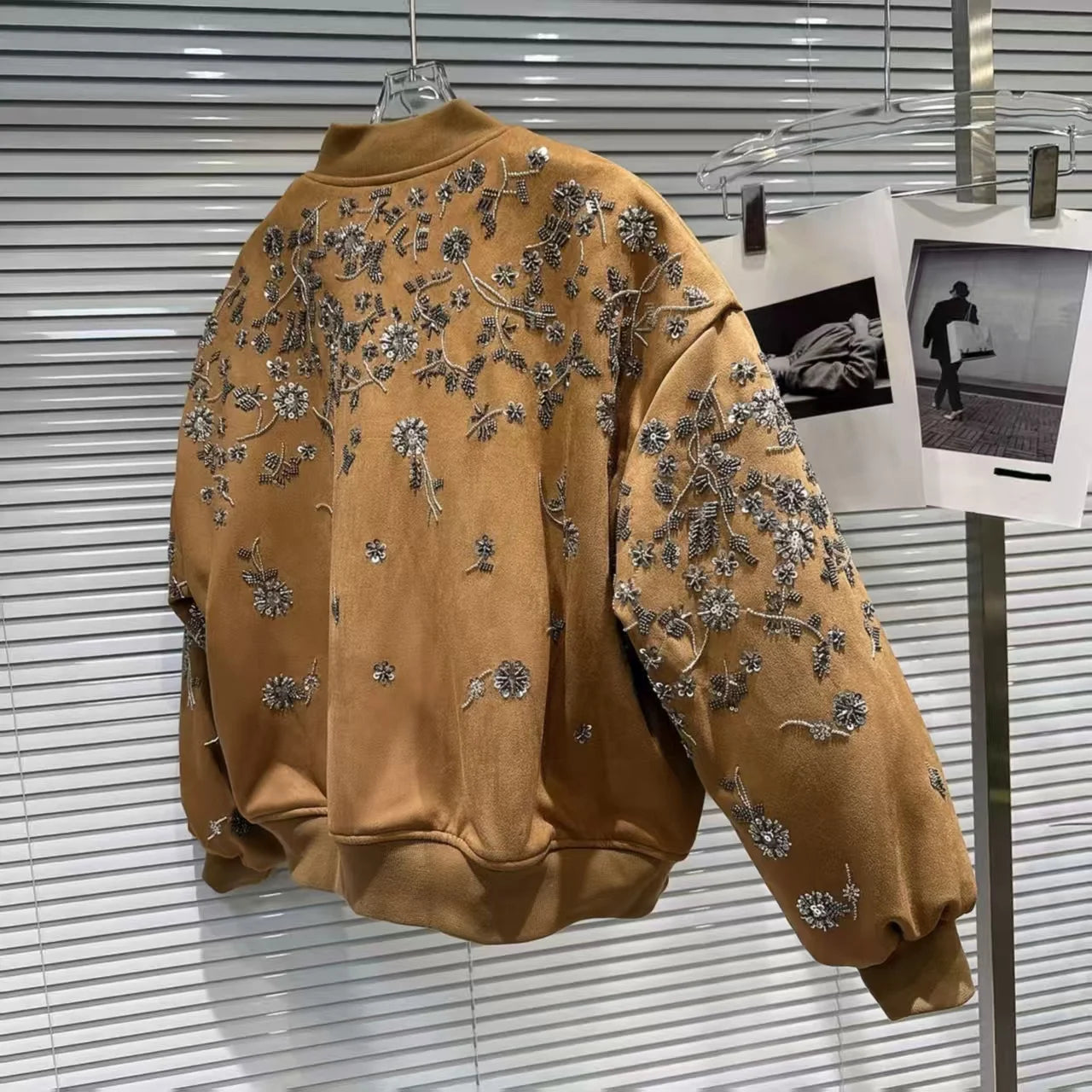 2026 Winter New Coat for Women,Retro Heavy Industry Nail Bead Suede Embroidery Loose Cotton Jacket