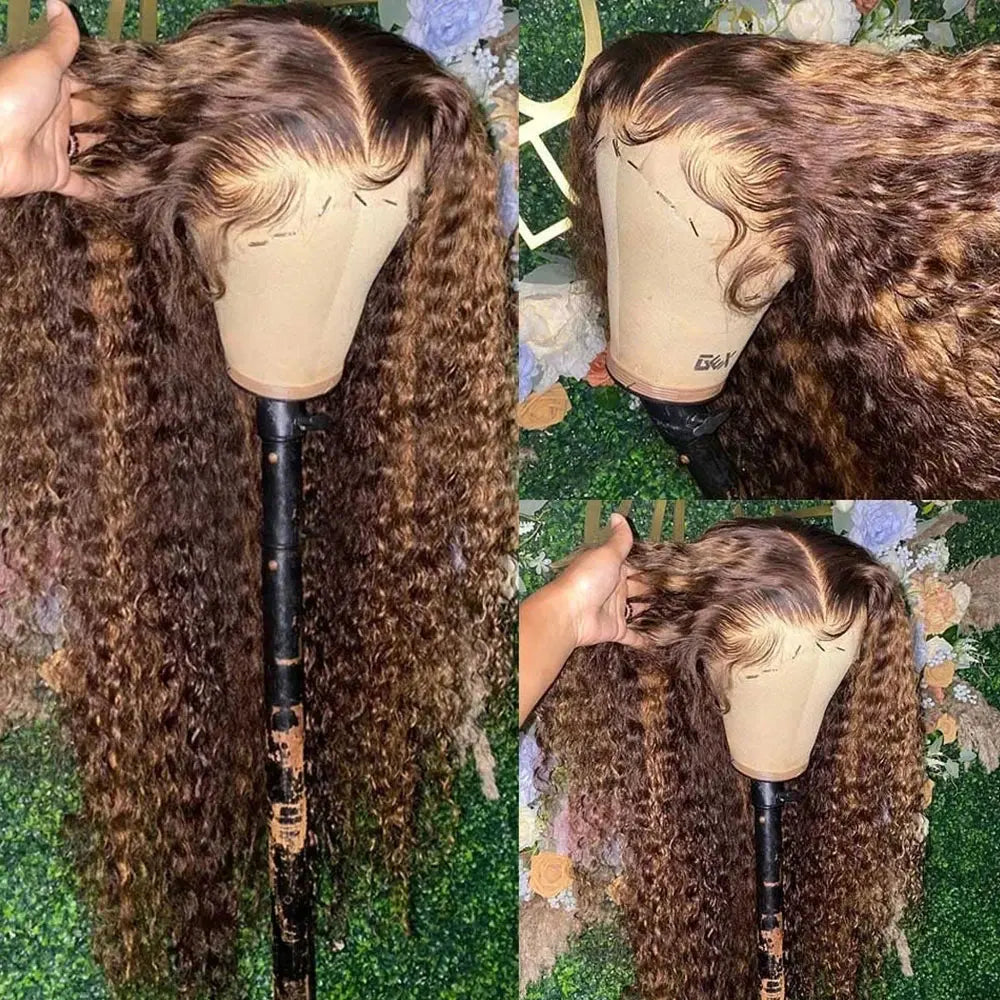 Preplucked Deep Wave Glueless Human Hair Lace Front Wig For Women