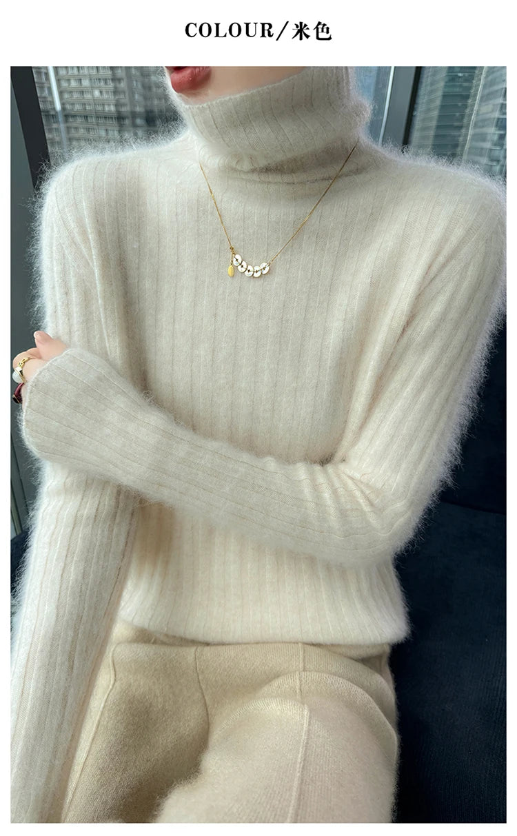 Warm Slim Fit Turtleneck Pullover Sweater for Women