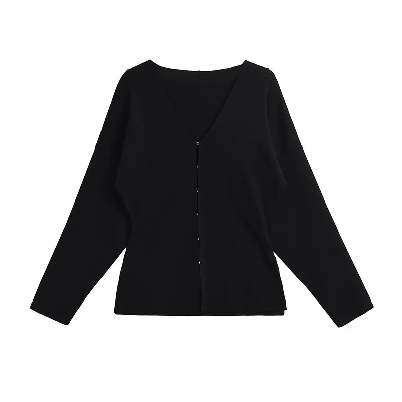 Elegant Knit Two Piece Set With Front Cutout and V Neck For Women