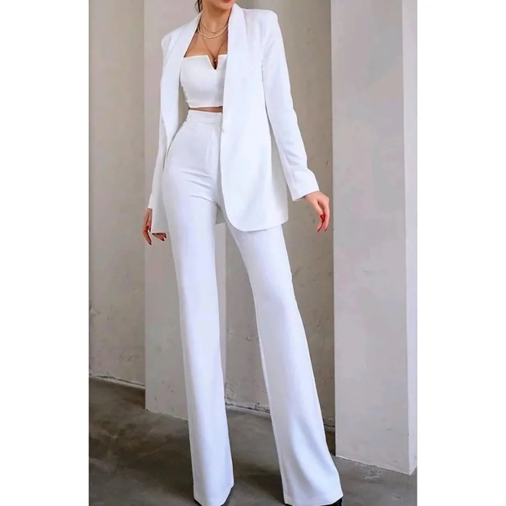 Classic Sophisticated Single Breasted Pants Set for Women