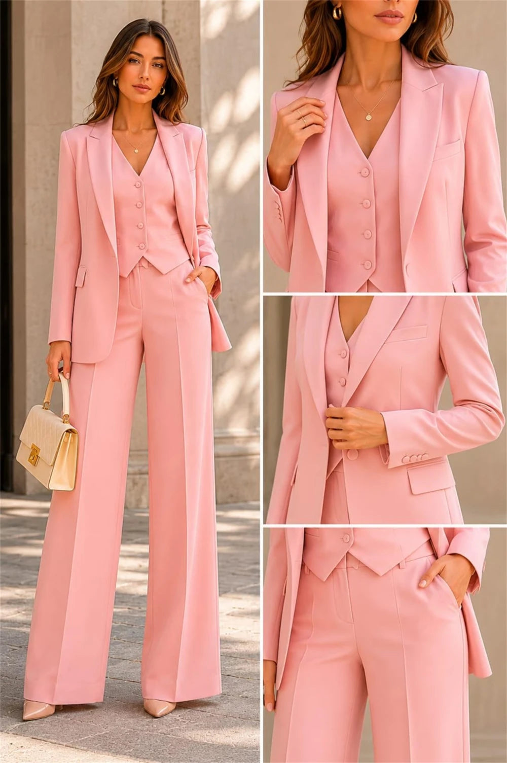 Pink Three Piece Stretch Suit