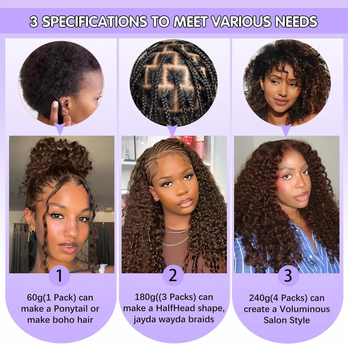 Chocolate Brown Burmese Curly Human Hair Crochet Extensions for Women