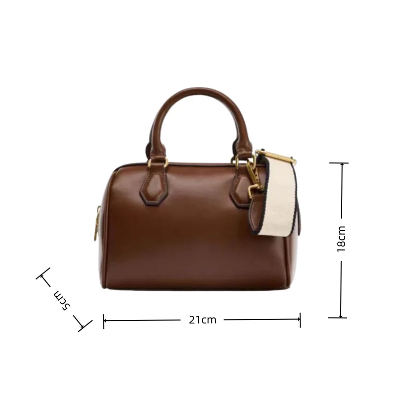 Fashionable Women's Mini Handbag Casual Style City Bag with Double and Canvas Wide Shoulder Strap High Quality Shoulder Bag