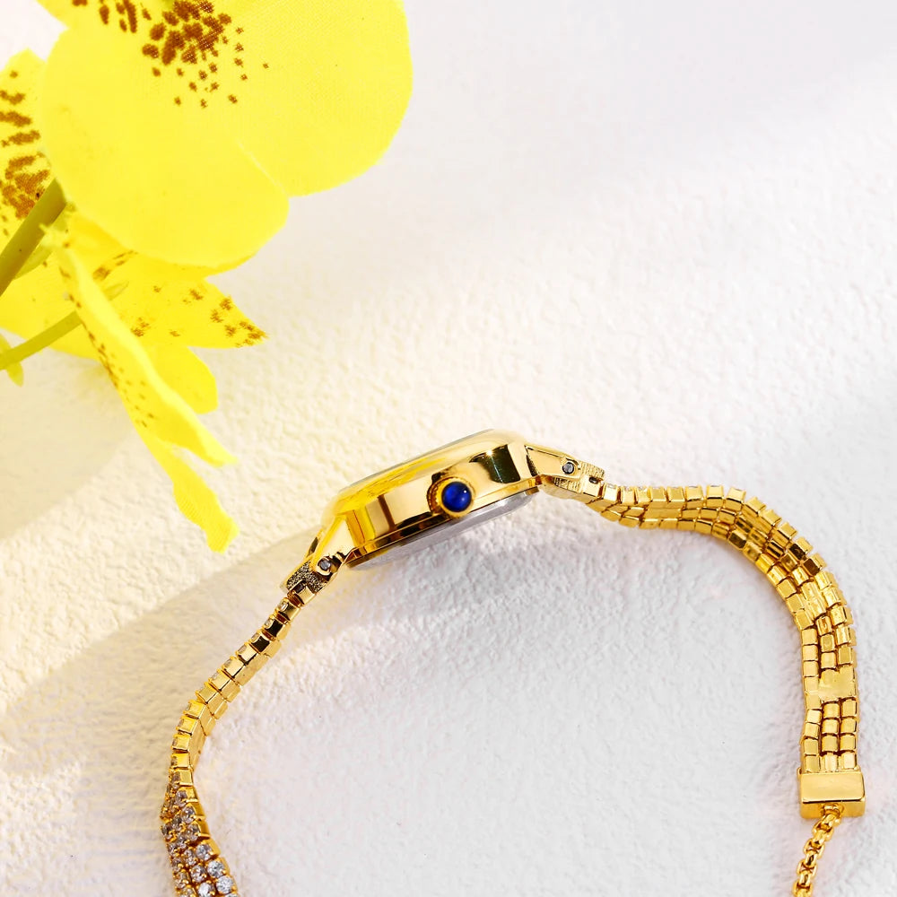 Small Watch For Women Adjustable Diamond Bracelet Simple Stylish Ladies Quartz Watches Gold Mini Dial Party Dress Wristwatch New