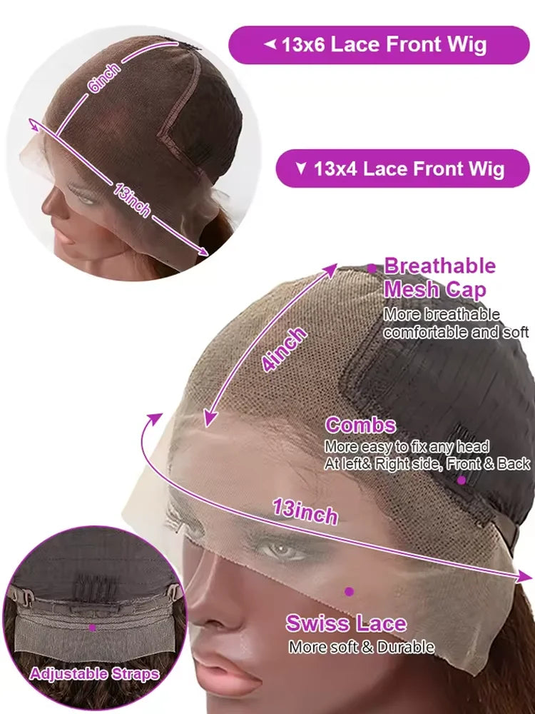 Preplucked Burgundy Deep Wave Lace Front Wig for Women