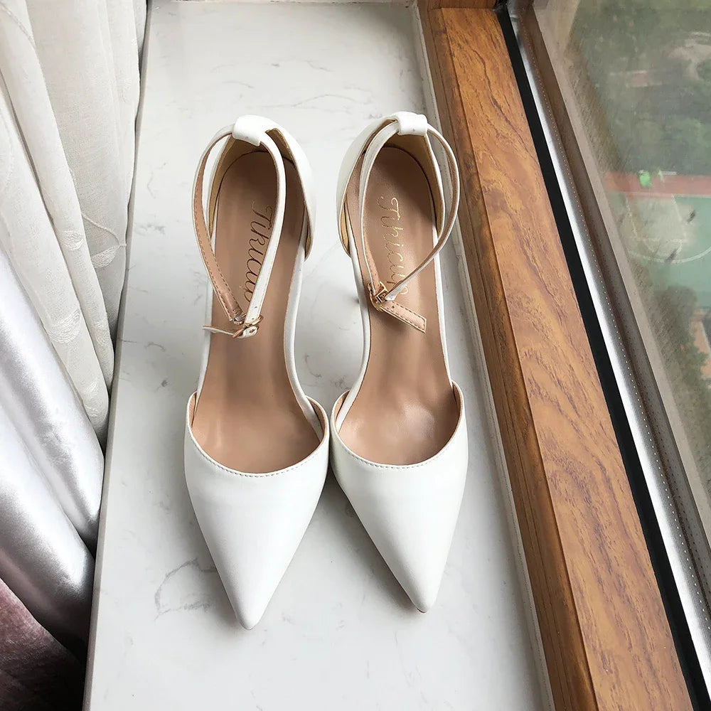 Elegant Pointed Toe Ankle Strap Stiletto Pumps for Women