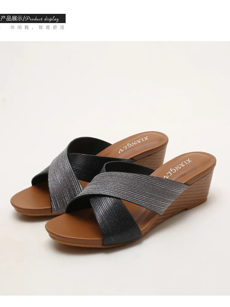 Bohemian Wedge Open Toe Sandals Lightweight Summer Casual for Women