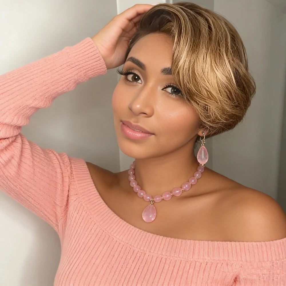 Short Pixie Bob Lace Front Human Hair Wig for Women
