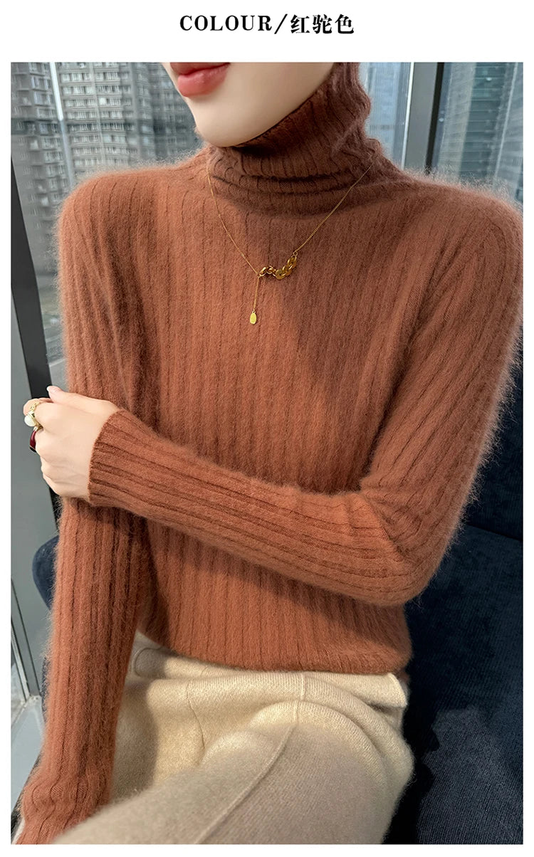 Warm Slim Fit Turtleneck Pullover Sweater for Women