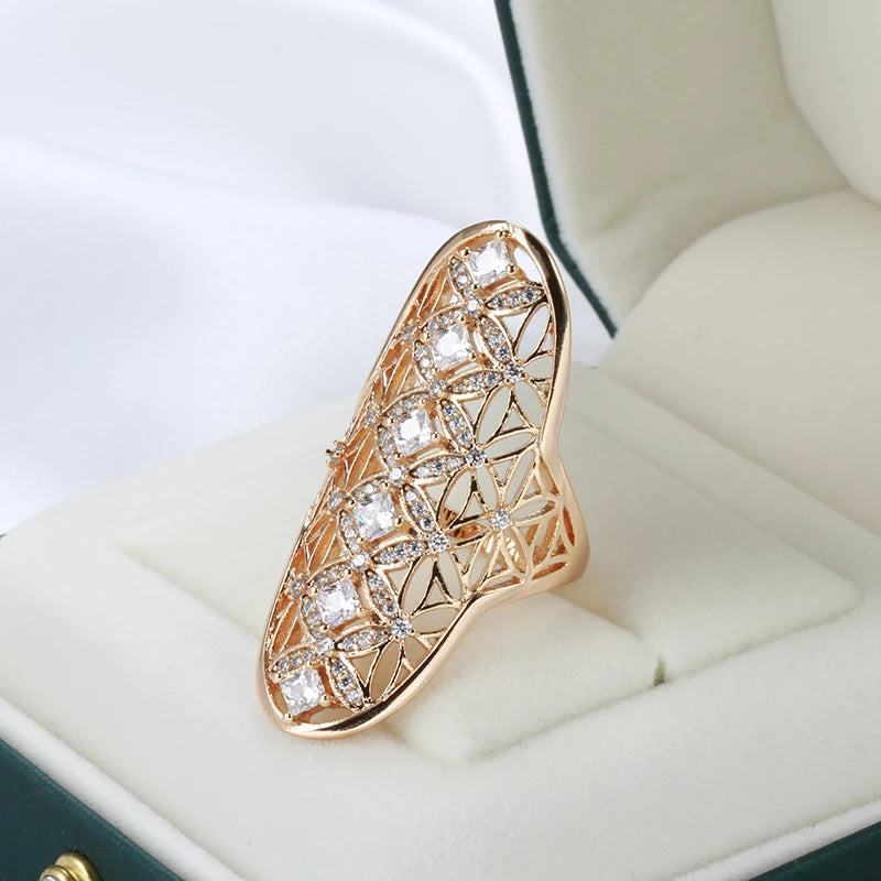Rose Gold Plated Zircon Statement Ring