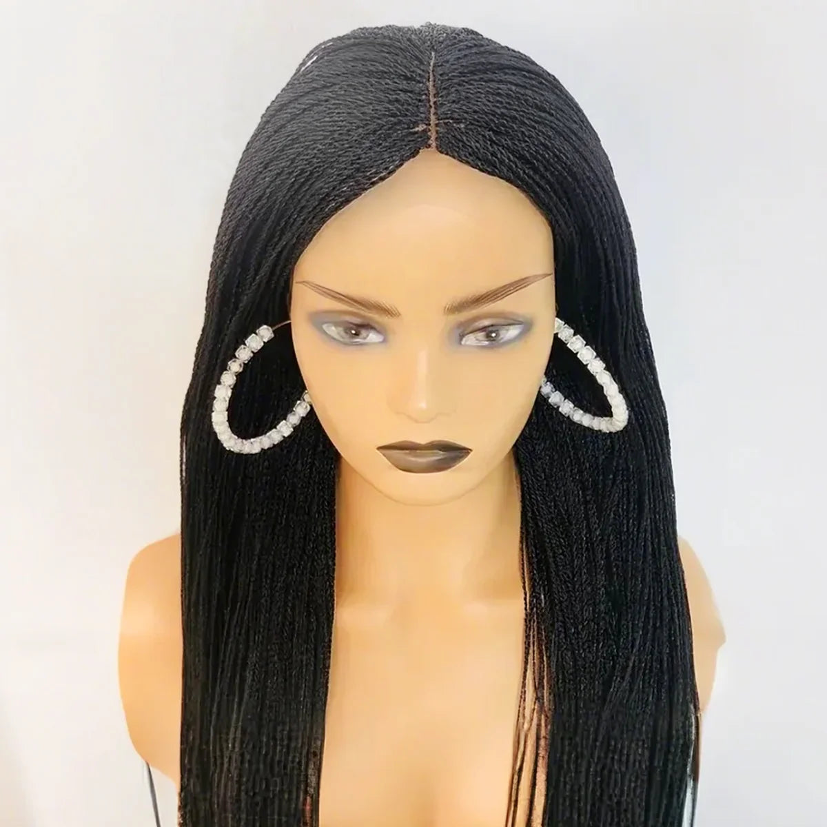 28inch Chestnut Brown Micro Twist Color Mix Wig with 5x5 HD Lace Closure Glueless Natural Look Braiding Lace Wig for Women