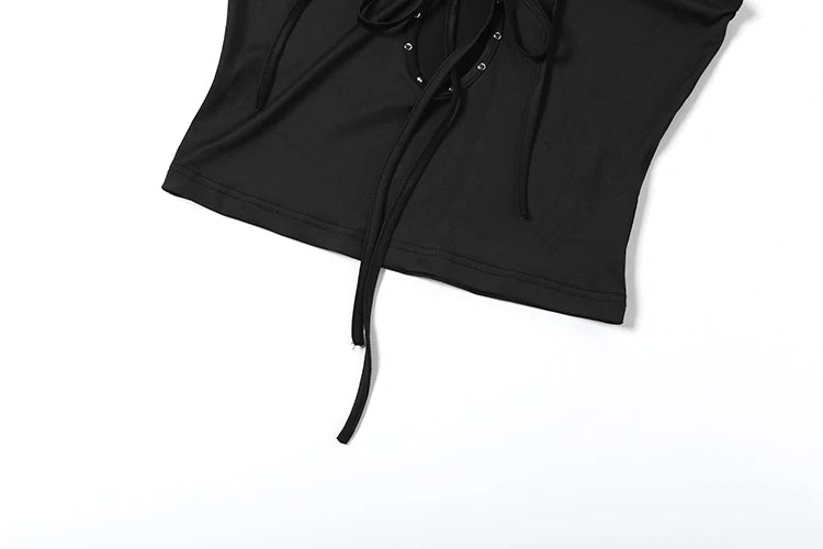 Rivet Stand Collar Cutout Bandage Tank Top for Women